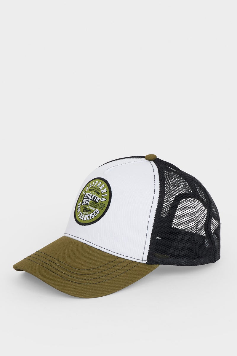 DeFacto Green Man Man Label Printed Woven Baseball Cap Casual - Image 1